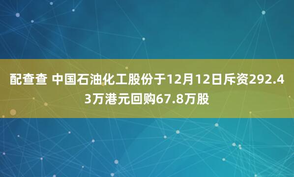 配查查 中国石油化工股份于12月12日斥资292.43万港元回购67.8万股